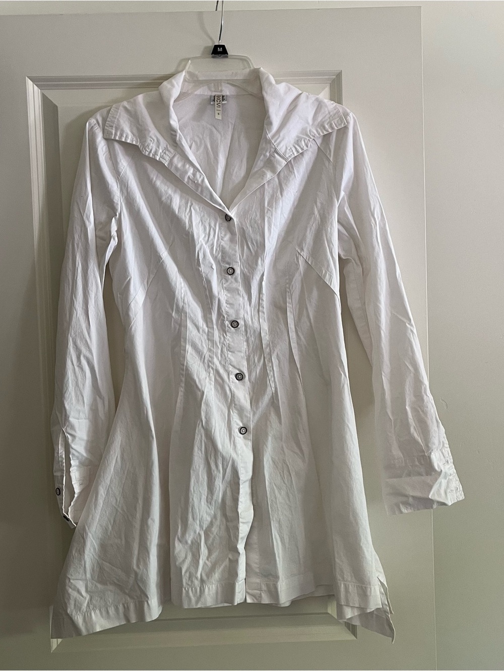 XCVI White Button-Front Tunic Top